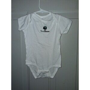 Rabbit Skins White Short Sleeve Cotton One Piece Snap TreeHouse Embroidered 12M
